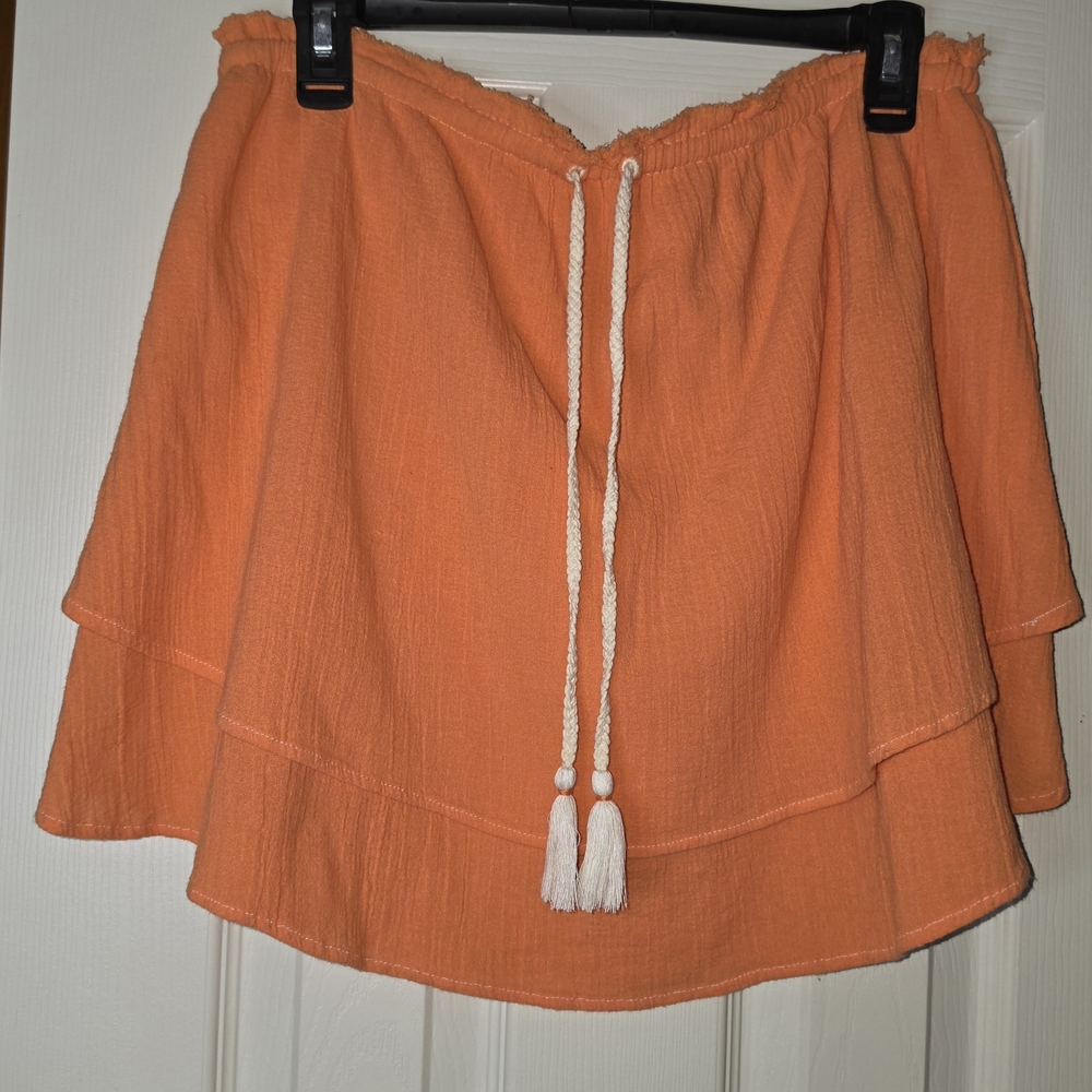 Orange Layered Skirt with Tassel Tie